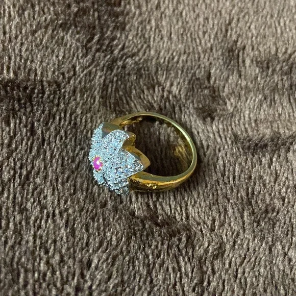 Finger Ring AD diamond stones studded gold polished. - Picture 5 of 5